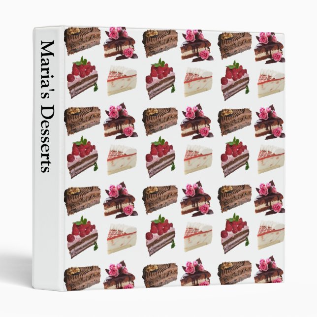 Cake Lovers Desserts Pattern Personalised Recipe 3 Ring Binder (Front/Spine)