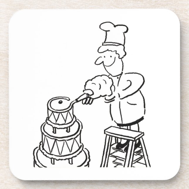 Cake Maker Decorating Giant Cake Beverage Coaster (Front)