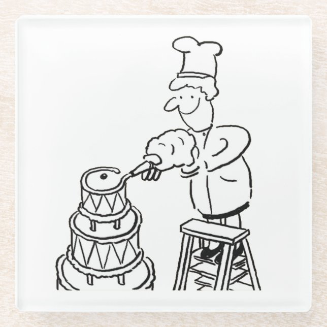Cake Maker Decorating Giant Cake Glass Coaster (Front)