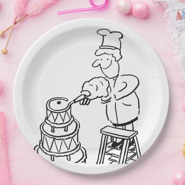 Cake Maker Decorating Giant Cake Paper Plates (Creator Uploaded)
