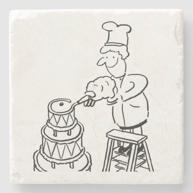 Cake Maker Decorating Giant Cake Stone Coaster (Front)