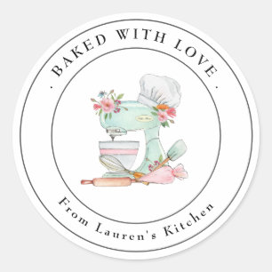 Cake mixer Baked with love baking Classic Round Sticker