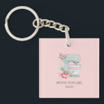 Cake mIxer Bakery business  Keychain<br><div class="desc">Make a great impression with this cute,  key chain featuring  cake mixer,  piping bag and baking utensils hand drawn illustration. 
All text style,  colors,  sizes can be modified to fit your needs
Check out my "Cake Mixer" collection to see other matching items like stickers,  favor tags,  address labels,  apron.</div>