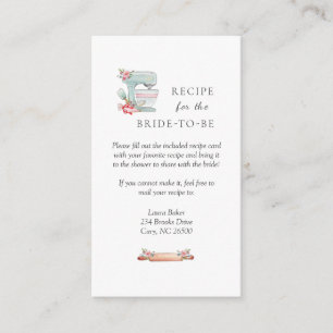 Cake Mixer Bridal Shower recipe request Enclosure Card