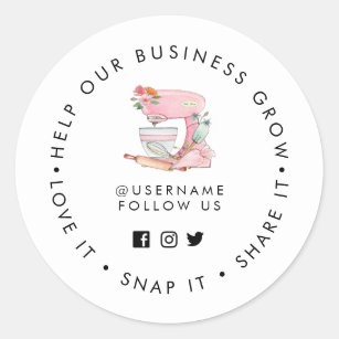 Cake mixer Help our Business Grow Social media Classic Round Sticker