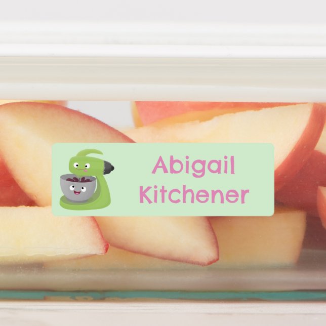Cake mixer kitchen appliance cartoon personalized labels (Affixed)
