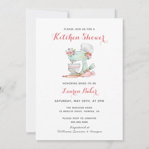 Cake mixer Kitchen Bridal shower Invitation