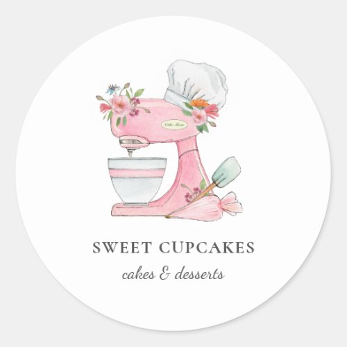 Cake mixer with chefs hat Bakery   Classic Round Sticker
