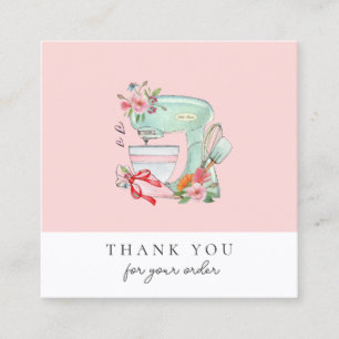 Cake mixer with flower bakery square business card