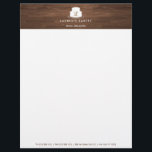 Cake Monogram Logo in White on Brown Woodgrain Letterhead<br><div class="desc">Coordinates with the Cake Monogram Logo in White on Brown Woodgrain Business Card Template by 1201AM. Your initial or business initial is set in a fun cursive script on a silhouetted cake shape for the perfect logo. Great for bakeries,  catering companies,  dessert chefs and more. © 1201AM CREATIVE</div>