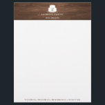 Cake Monogram Logo in White on Brown Woodgrain Letterhead<br><div class="desc">Coordinates with the Cake Monogram Logo in White on Brown Woodgrain Business Card Template by 1201AM. Your initial or business initial is set in a fun cursive script on a silhouetted cake shape for the perfect logo. Great for bakeries,  catering companies,  dessert chefs and more. © 1201AM CREATIVE</div>