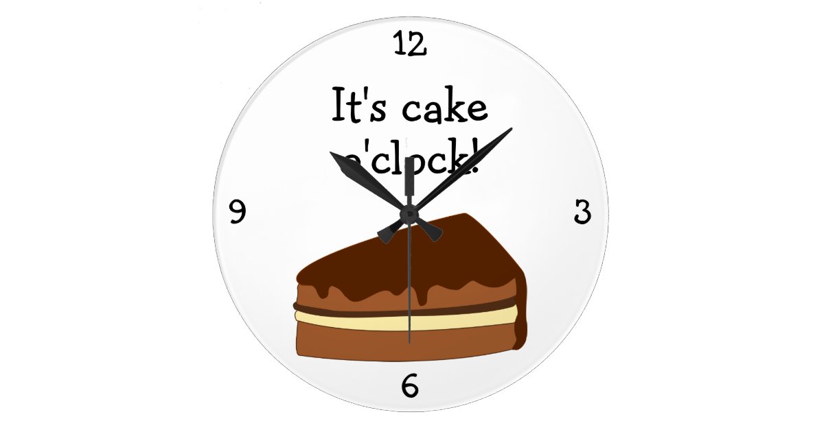 Cake O Clock Fun Food Graphic Large Clock Zazzle Com