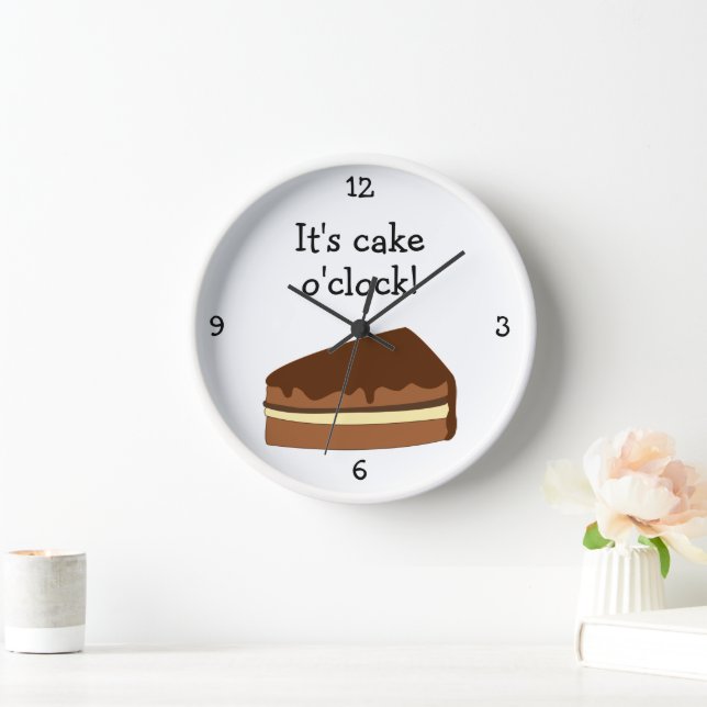 Cake O'Clock fun food graphic Wall Clock (Home)
