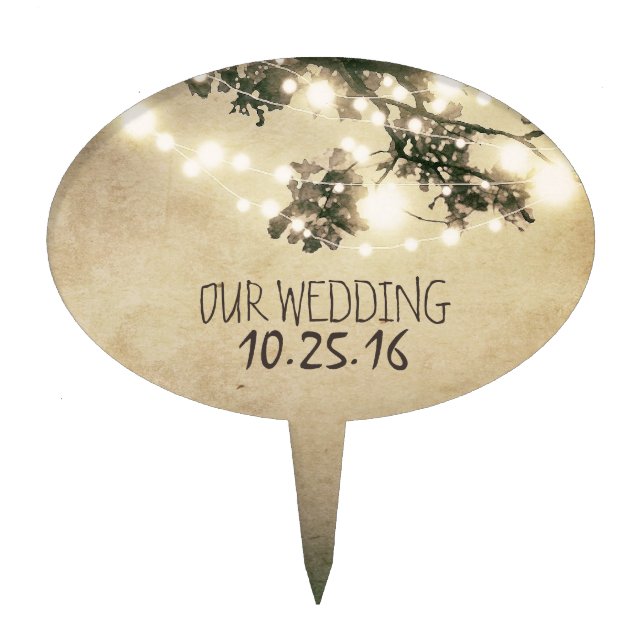 cake or cupcake topper with string lights (Front)