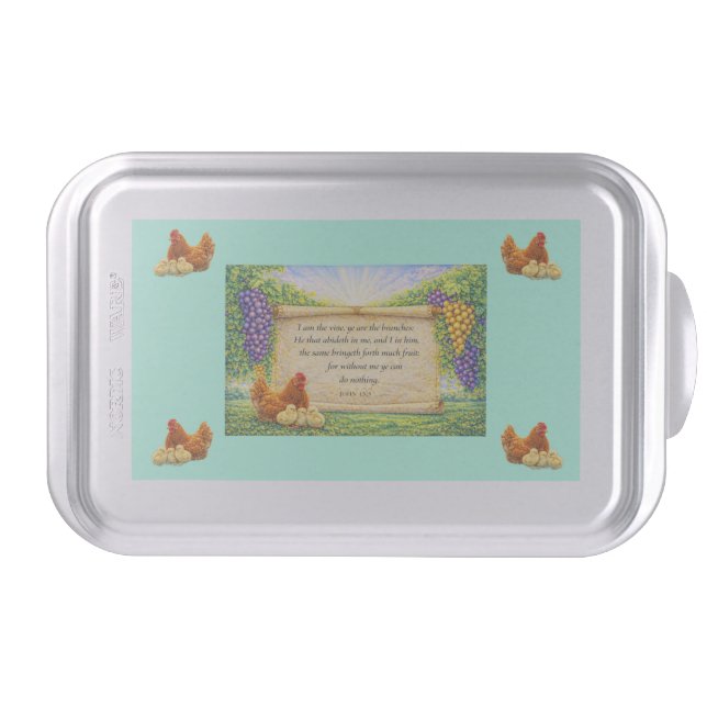 Cake Pan John 15:5 Scripture LightGreen Background (Front)
