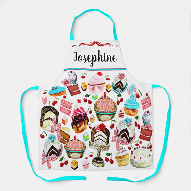 Cake Patisserie Pastry Cupcake Bakery Personalized Apron (Front)