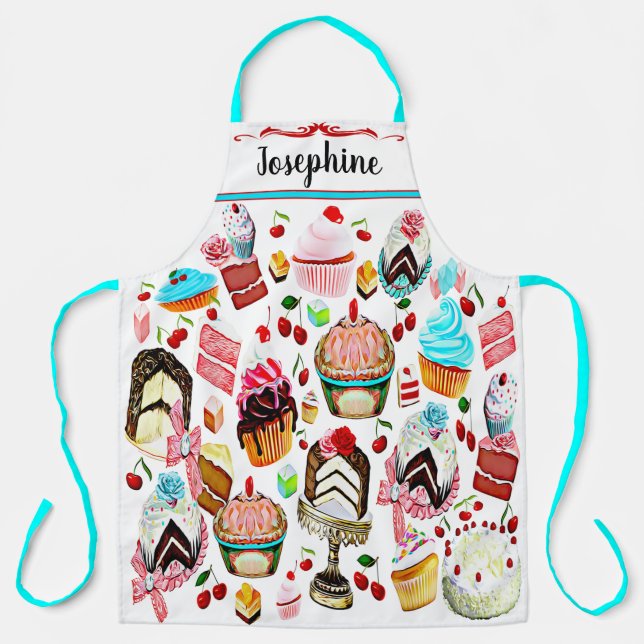 Cake Patisserie Pastry Cupcake Bakery Personalized Apron (Front)