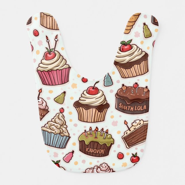 Cake Pattern Baby Bib (Front)