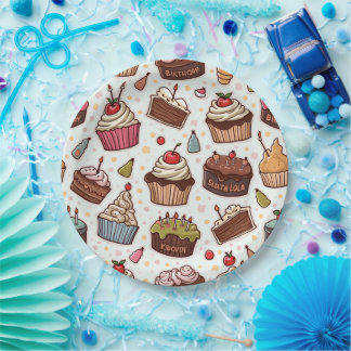 Cake Pattern Paper Napkin Plates