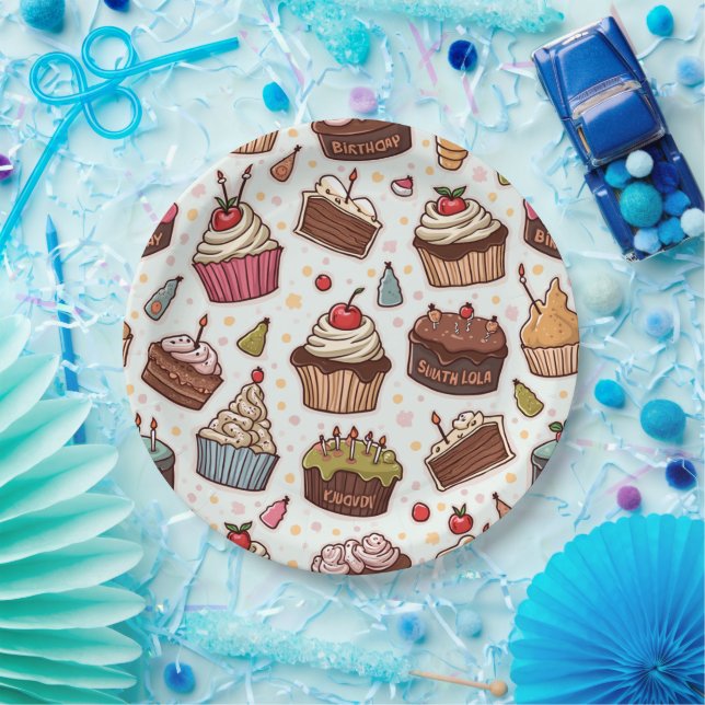 Cake Pattern Paper Napkin Plates (Party)
