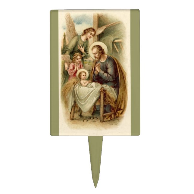 Cake Pick: St. Joseph Nativity Cake Topper (Front)