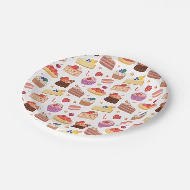 Cake Pies Cupcakes Deserts Galore Paper Plates (Angled)