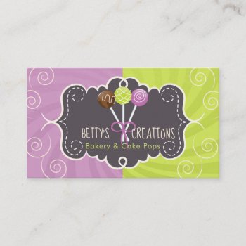Cake Pop Bakery Design Business Card by chandraws at Zazzle