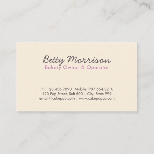 Cake Pop Bakery Design Business Card | Zazzle