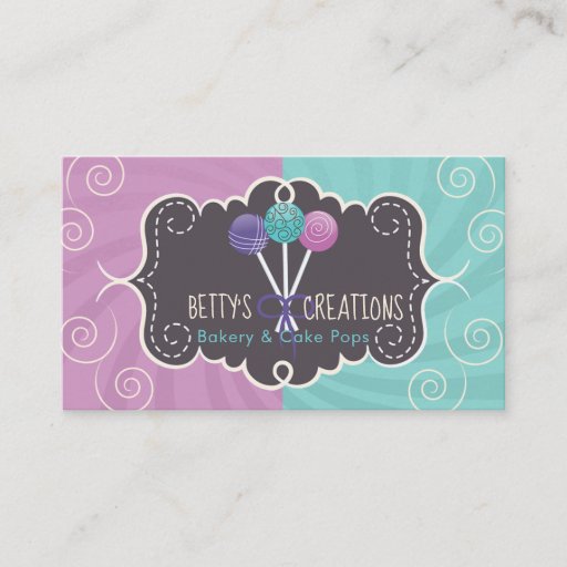 Customizable Cake Pop Bakery Design Business Card