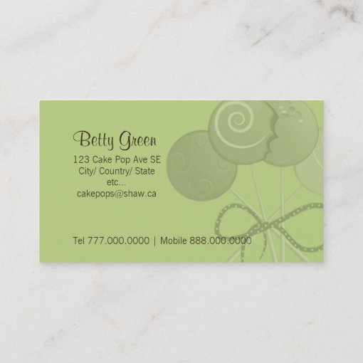 Cake pop business cards Zazzle
