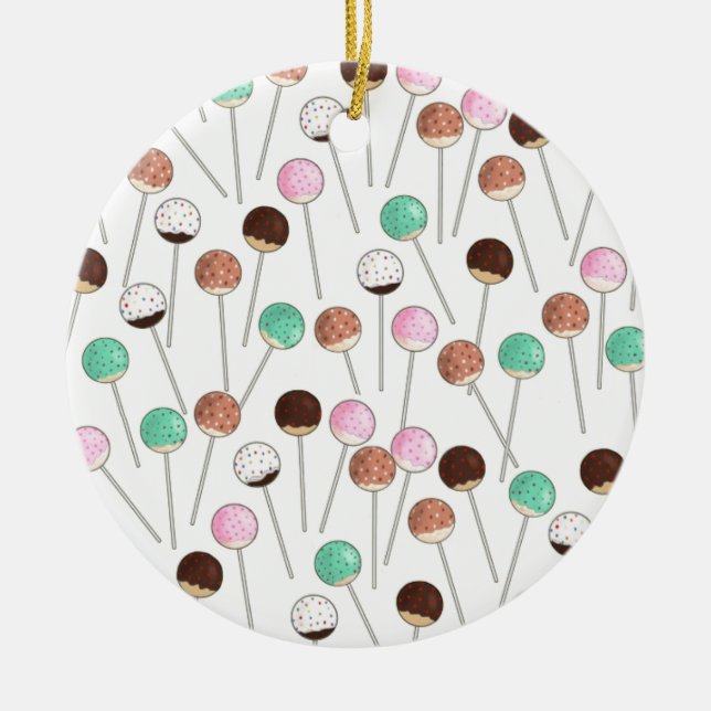 Cake Pop Design Ceramic Ornament (Front)