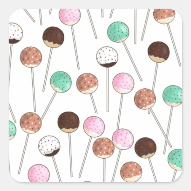Cake Pop Design Square Sticker (Front)