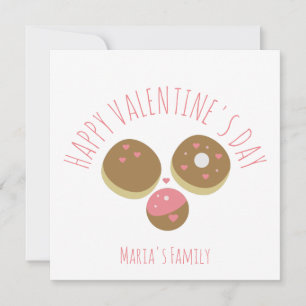 Cake Pop Donut Valentines Day Pink Red Script  Card
