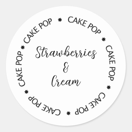 Cake pop Flavor Label Personalized cake pops Classic Round Sticker