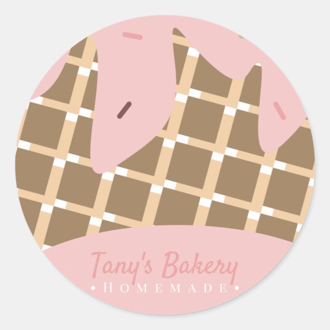 Cake Pop Ice Cream Homemade Baking Sweets Bakery Classic Round Sticker (Front)