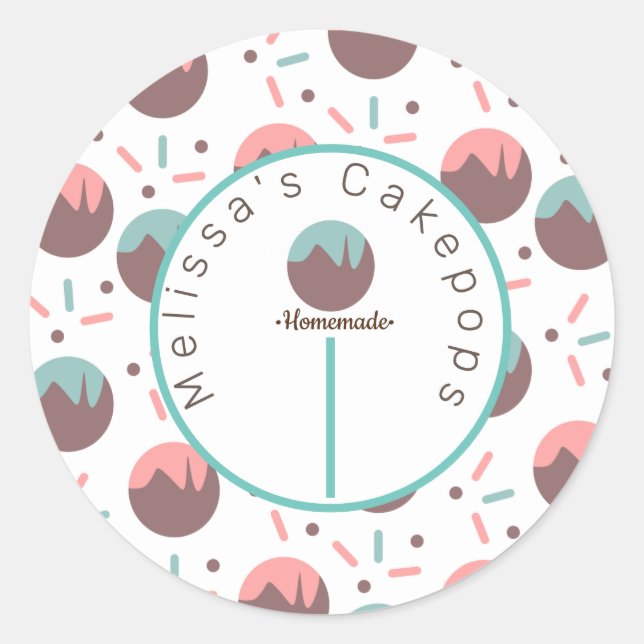 Cake Pop Logo Homemade Bakery Sprinkles Classic Round Sticker (Front)