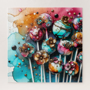 Cake Pops Alcohol Ink Jigsaw Puzzle