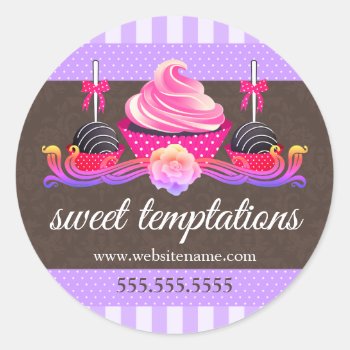 Cake Pops And Cupcake Bakery Box Seals by SocialiteDesigns at Zazzle