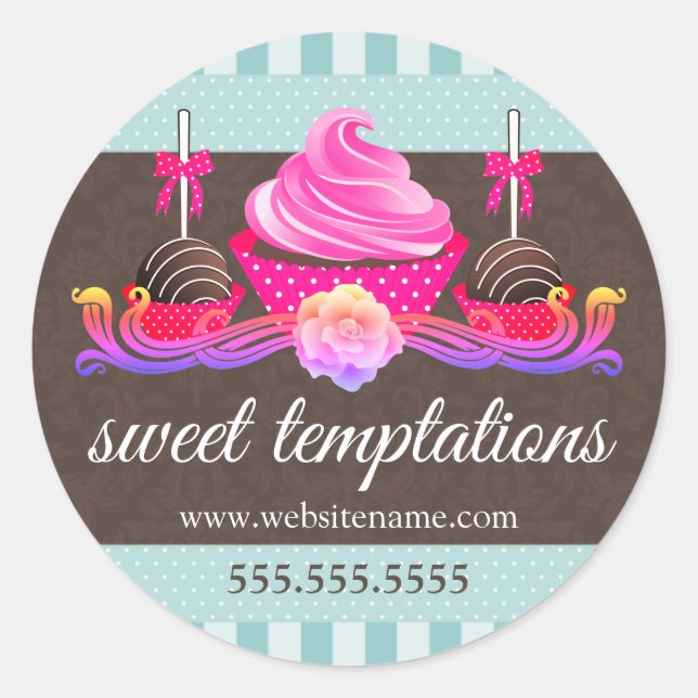 Cake Pops and Cupcake Bakery Box Seals (Front)
