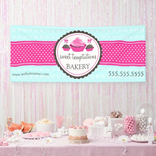 Cake Pops and Cupcake Turquoise Pink Banner