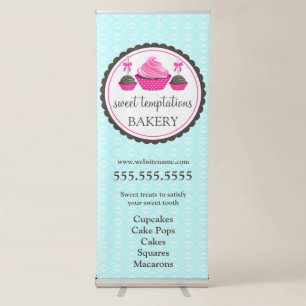 Cake Pops and Cupcake Turquoise Pink Retractable Banner