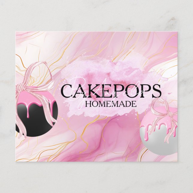 Cake Pops Baker Bakery Treats Pink Flyer (Front)