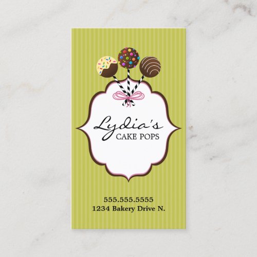Cake Pops Bakery Business Cards