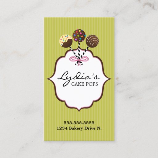 Customizable Cake Pops Bakery Business Cards