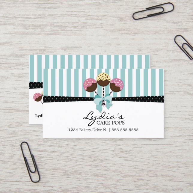 Cake Pops Bakery Business Card (Front/Back In Situ)