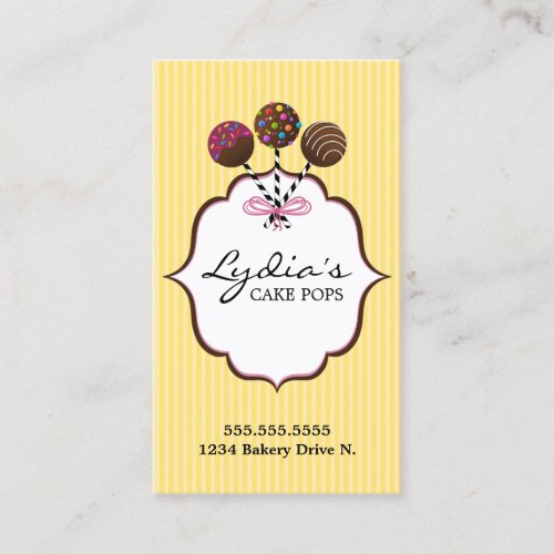 Cake Pops Bakery Business Cards