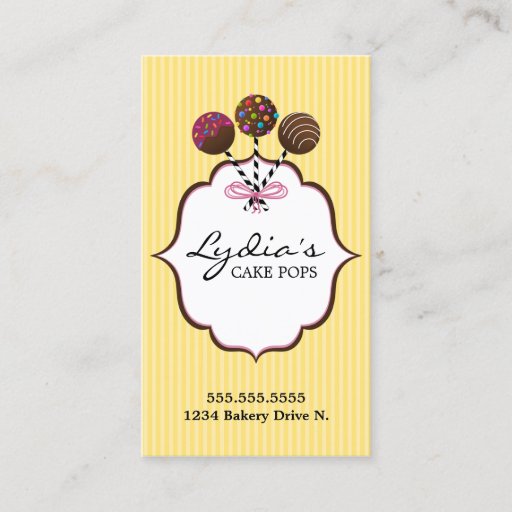 Customizable Cake Pops Bakery Business Cards