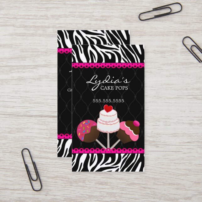 Cake Pops Bakery Business Card (Front/Back In Situ)