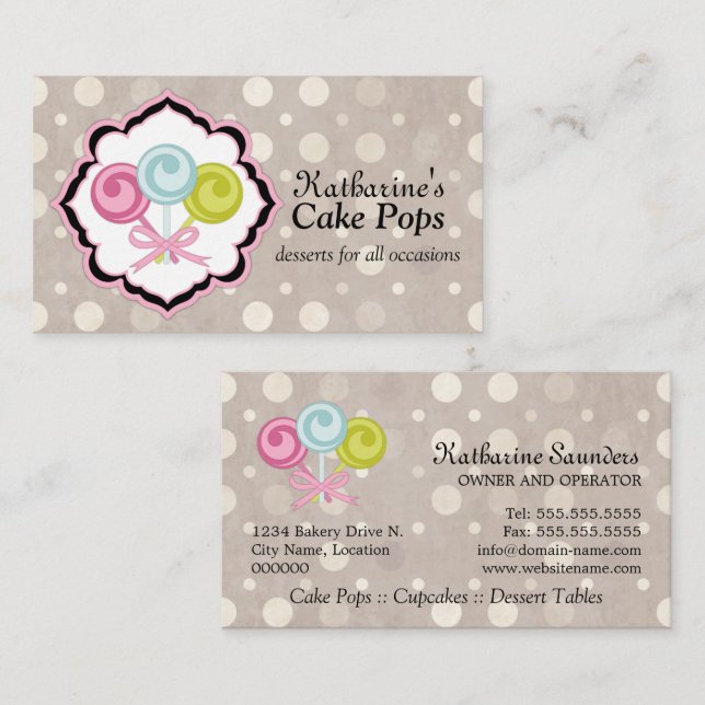 Cake Pops Bakery Business Card (Front/Back)