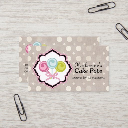 Customizable Cake Pops Bakery Business Cards